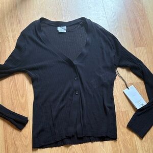 RVCA women’s cardigan button up black sheer mesh medium